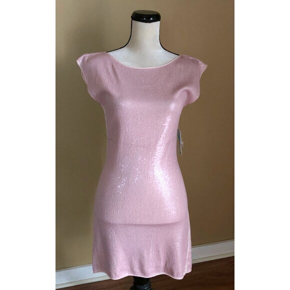 NWT Alice + Olivia y2k pale pink sequin Graham dress - Picture 3 of 7